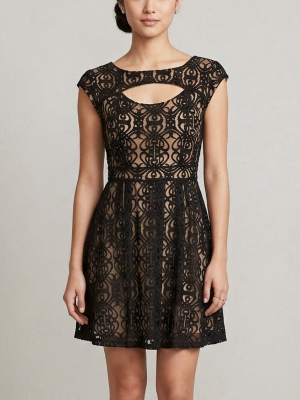 Black Lace Overlay Dress By Pinky
